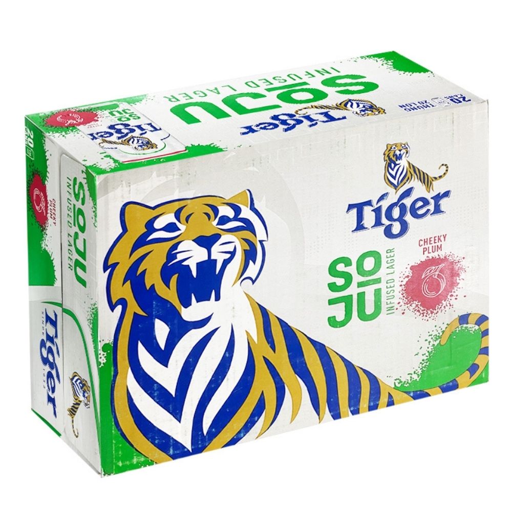 Thùng 20 Lon Bia Tiger Soju Cheeky Plum vị mận 330ml