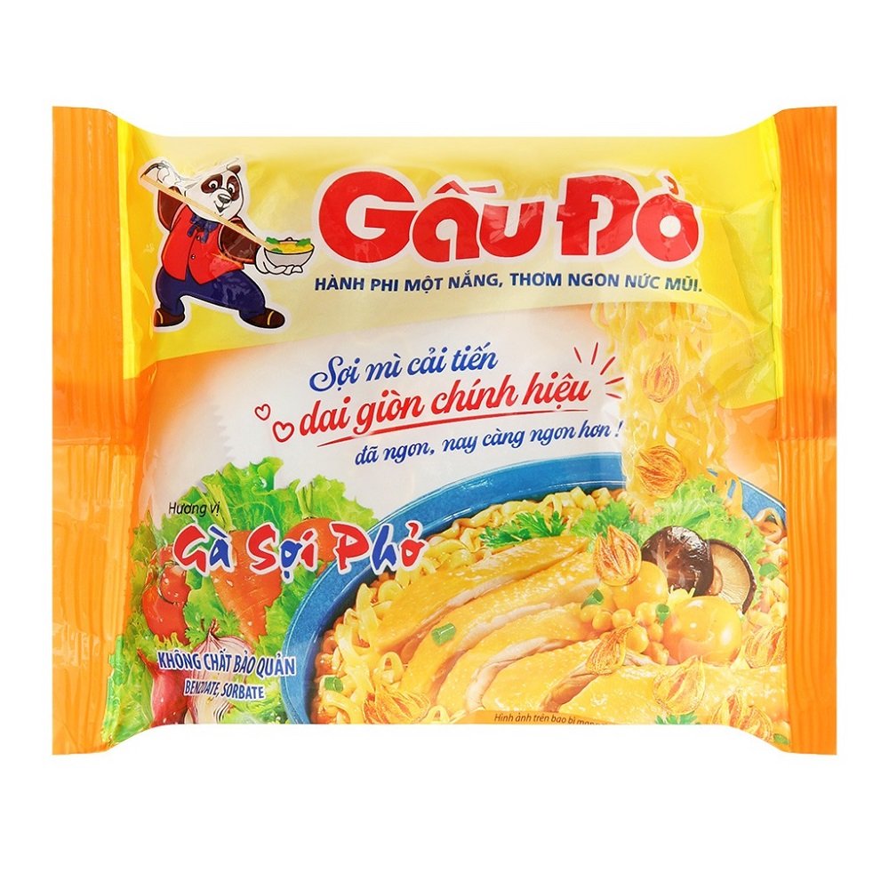 Mì Gấu Đỏ gà sợi phở hành phi gói 64g