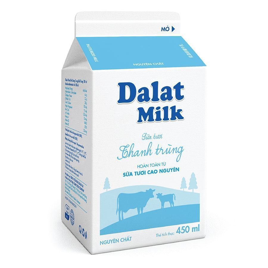 Dalatmilk Sữa Tươi Thanh Trùng Không Đường 450ml