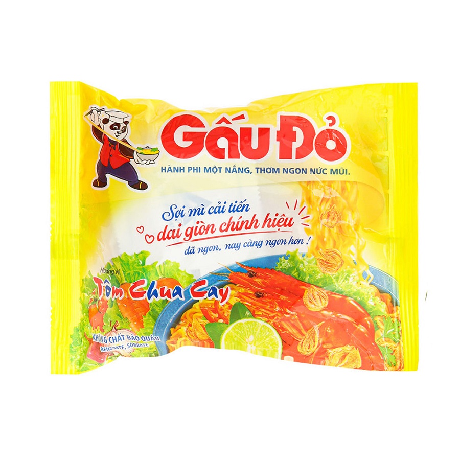 Mì Gấu Đỏ vị tôm chua cay gói 63g