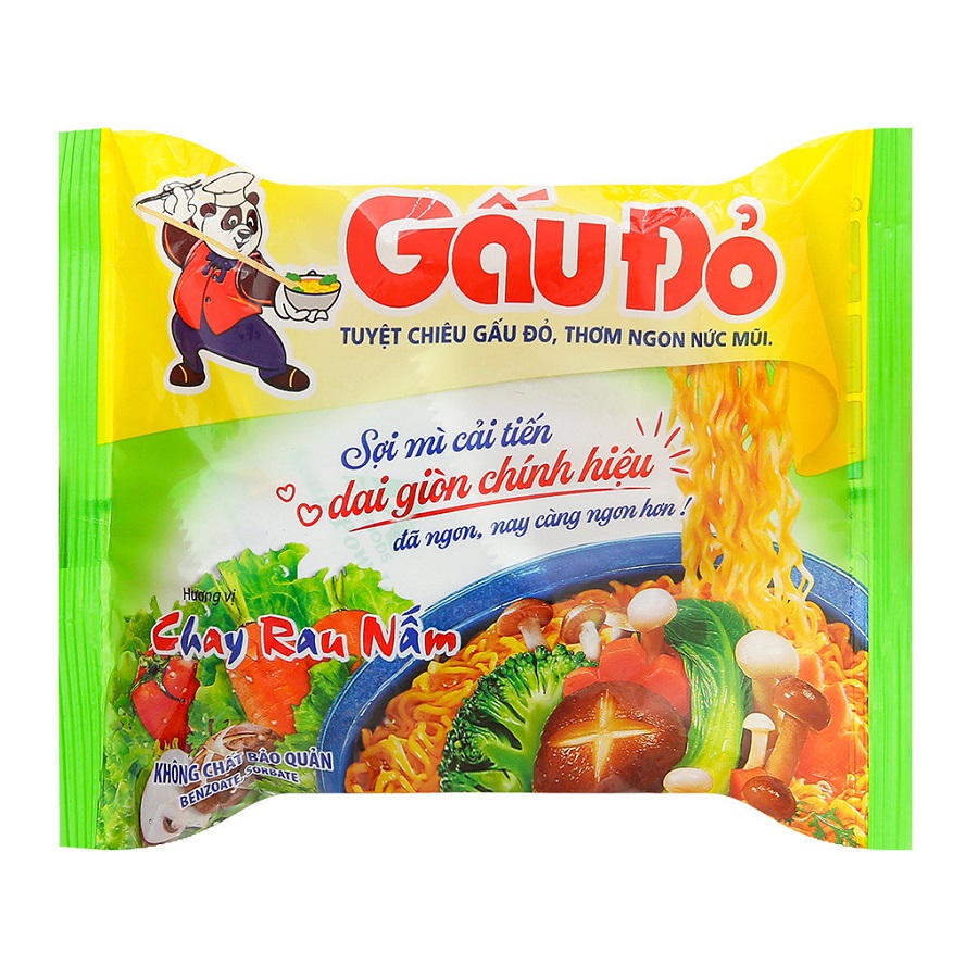 Mì Gấu Đỏ chay vị rau nấm gói 62g