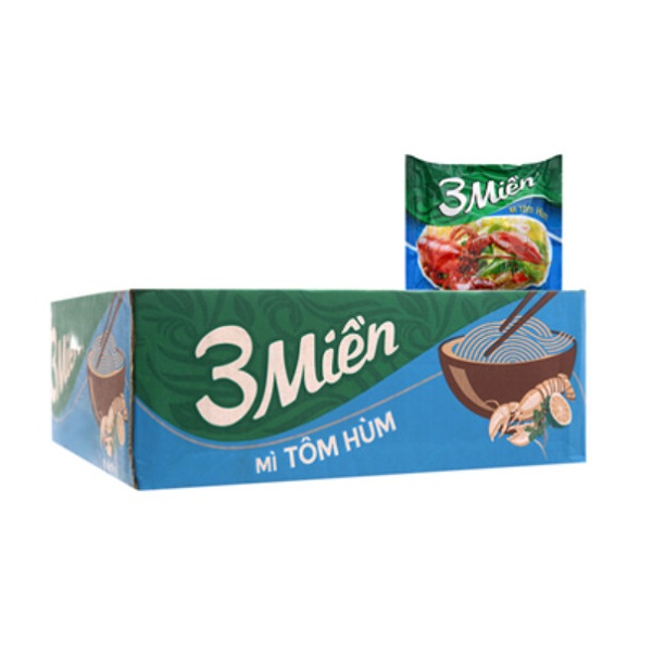 Thùng 30 gói mì 3 Miền vị tôm hùm 65g