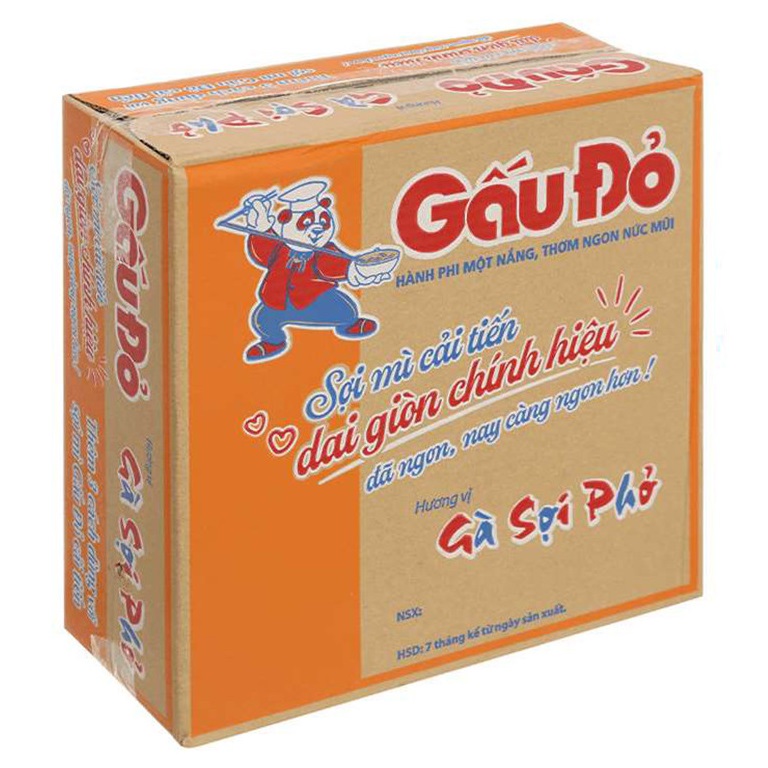 Thùng 30 gói mì Gấu Đỏ sợi phở hành phi 63g