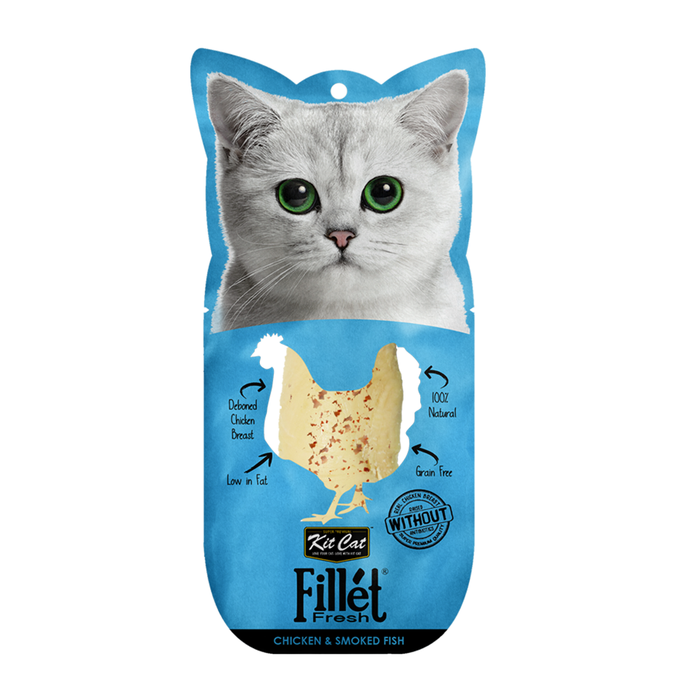 Bánh Thưởng Cho Mèo Kit Cat Vị Fillet Gà Và Cá Hun Khói 30g