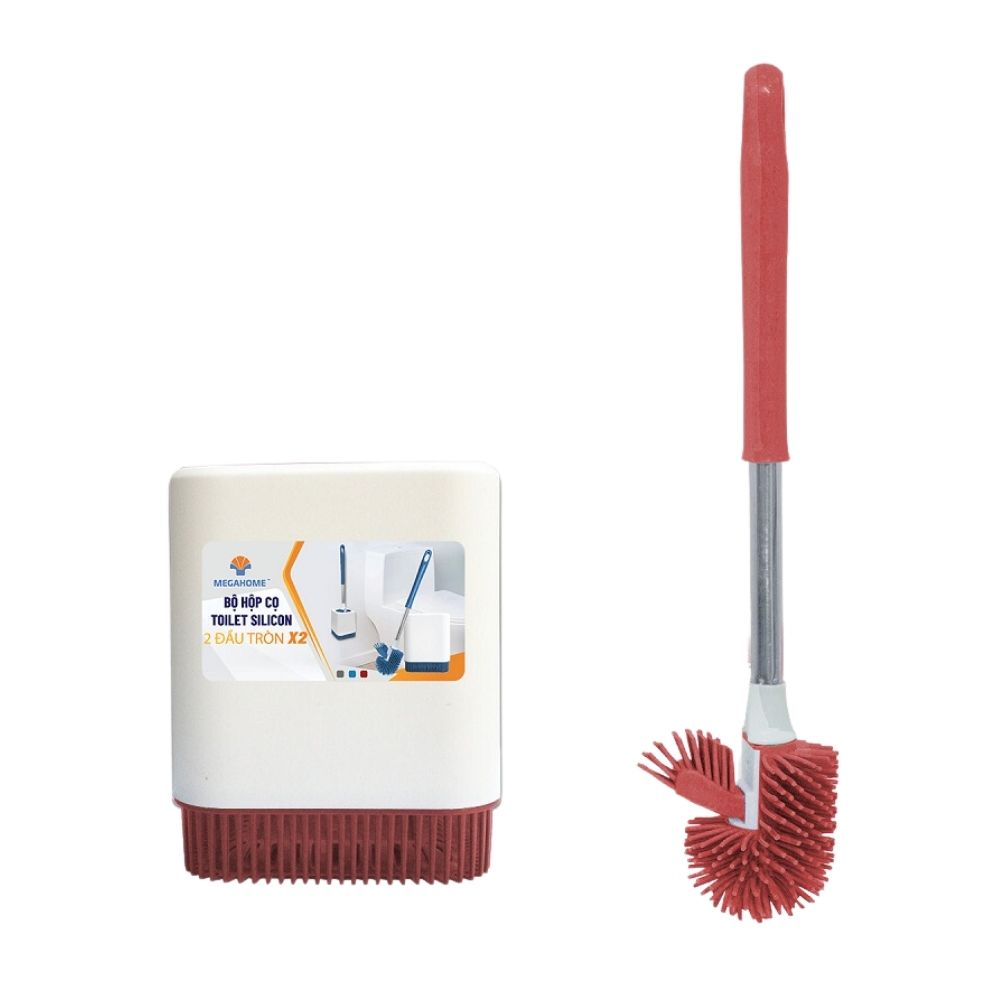 Bộ Hộp Cọ Toilet Silicon Megahome 2 Đầu Tròn X2 Gắn Tường