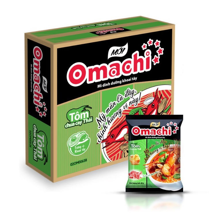 Thùng 30 gói mì Omachi lẩu tôm chua cay Thái 80g