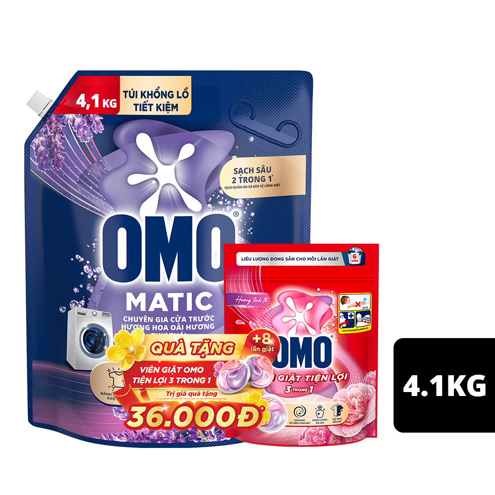 Nước Giặt Omo Matic Chuyên Gia Cửa Trước Hương Oải Hương Thư Thái 4.1kg