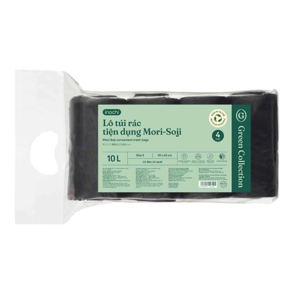 Lô Túi Rác Đen Tiện Dụng Inochi Mori-Soji 4 Cuộn Size S 10L