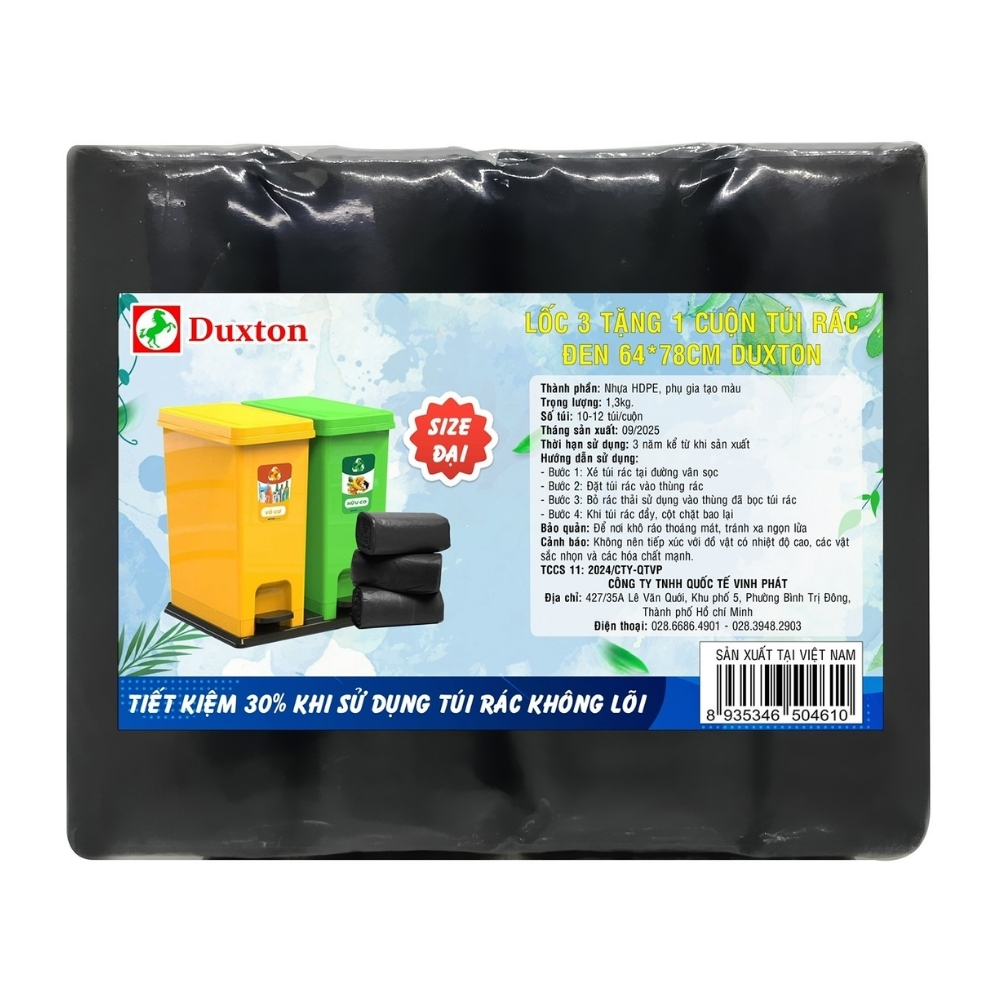 Túi Rác Đen Duxton Lốc 4 Cuộn Size 64x78cm 1.3kg