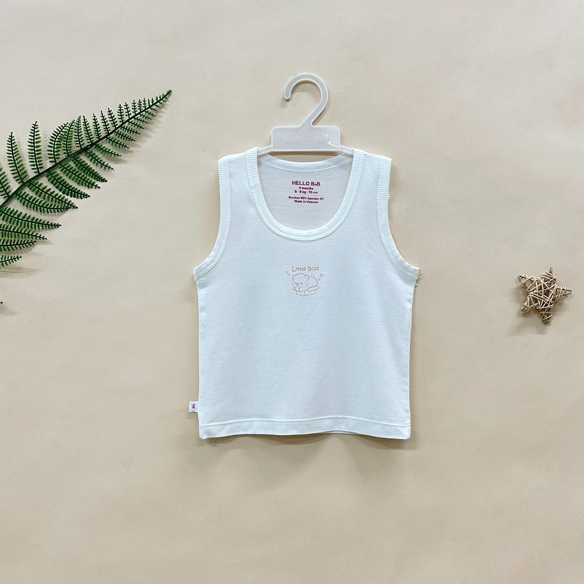 Áo 3 Lỗ Chất Liệu Bamboo AL0077 Cho Bé 18 Tháng Tuổi Màu Trắng