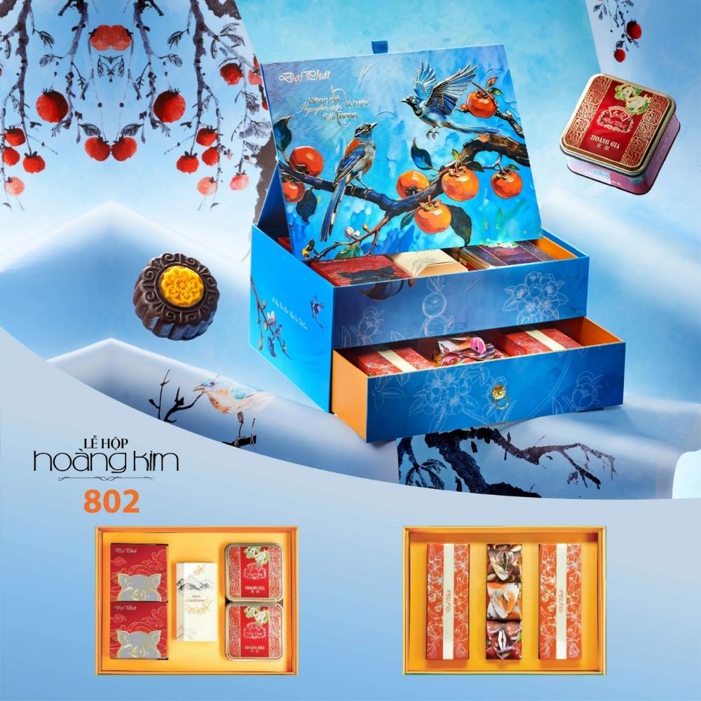 Hộp Bánh Trung Thu Lễ Hộp Hoàng Kim 802 1164g