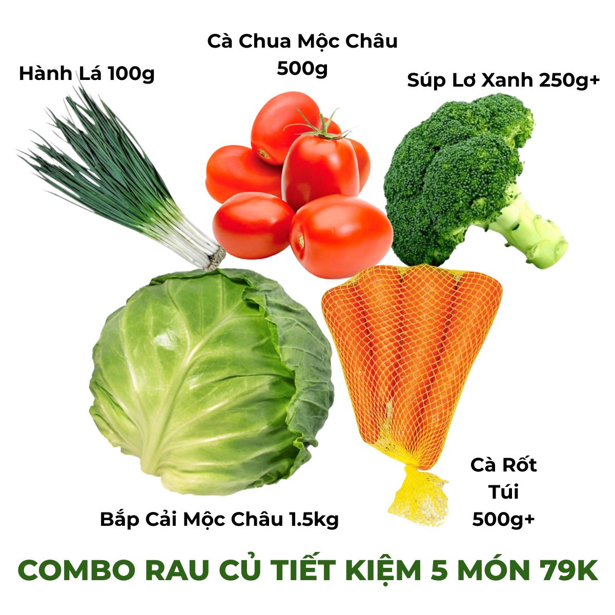 Combo Rau Củ Tiết Kiệm 2 79K (100g Hành Lá, 1.2kg+ Bắp Cải Mộc Châu ...