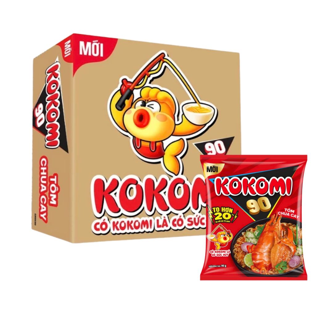 Thùng 30 gói mì Kokomi đại tôm chua cay 90g
