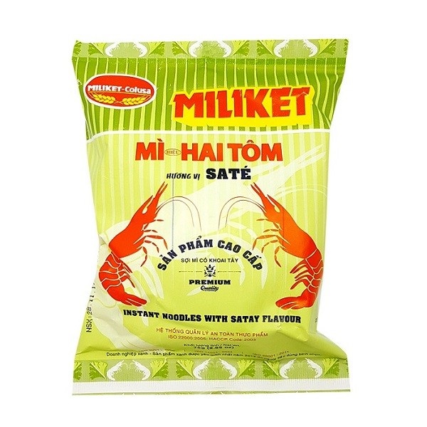 Mì Miliket 2 tôm vị sa tế cao cấp gói 75g