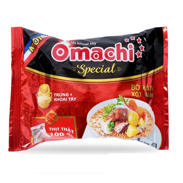 Mì Omachi vị bò hầm xốt vang gói 92g