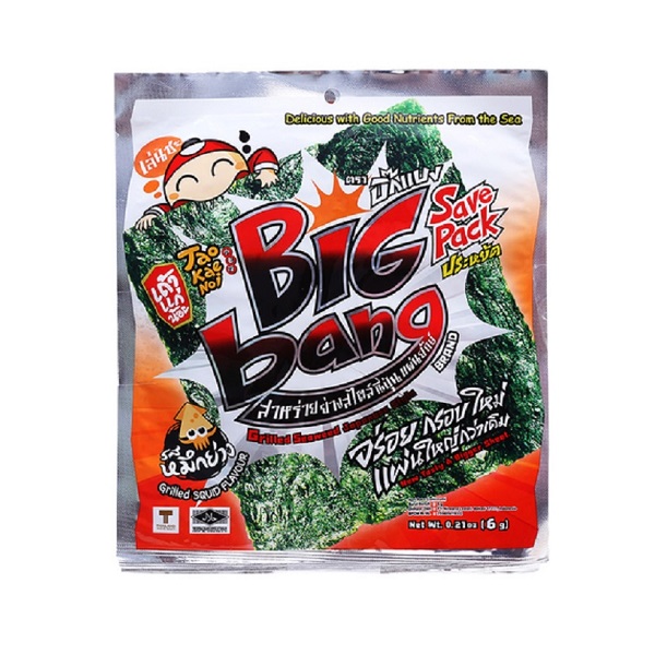 Snack Rong Biển Big Bang Tao Kae Noi Vị Mực 6g
