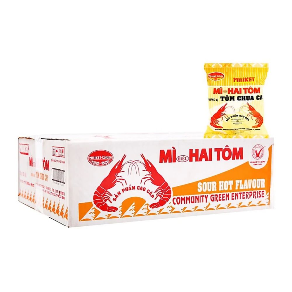Thùng 30 gói mì Miliket hai tôm vị chua cay 75g