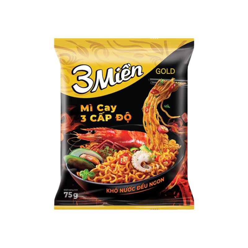 Mì 3 Miền Gold mì cay 3 cấp độ gói 75g