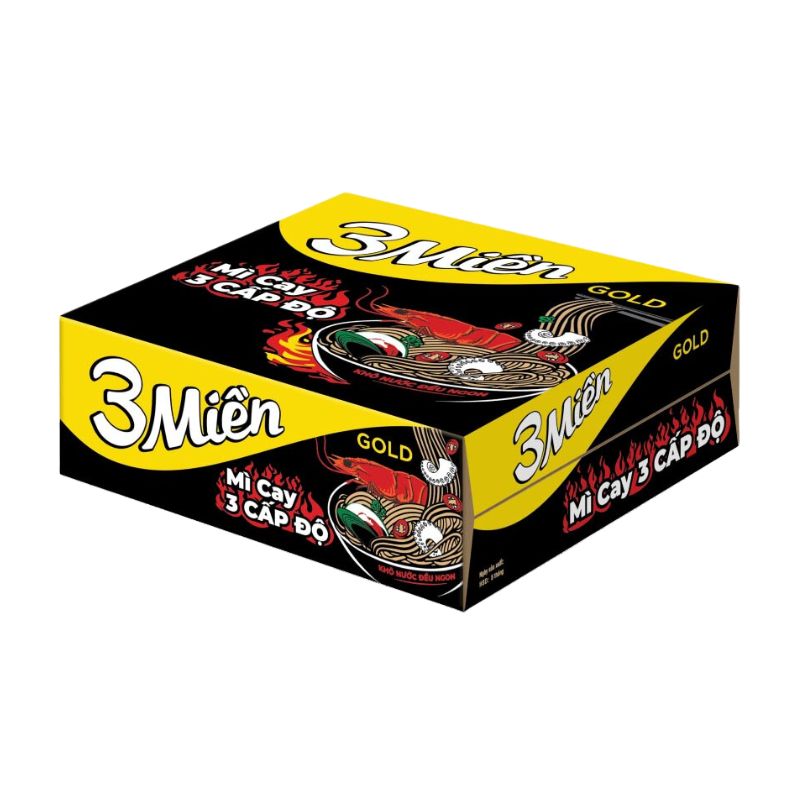 Thùng 30 gói mì 3 Miền Gold cay 3 cấp độ 75g