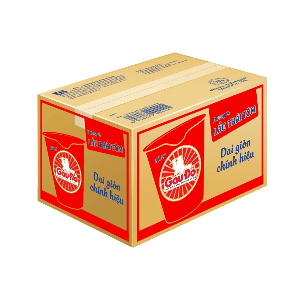 Thùng 24 ly mì Gấu Đỏ vị lẩu Thái tôm 65g