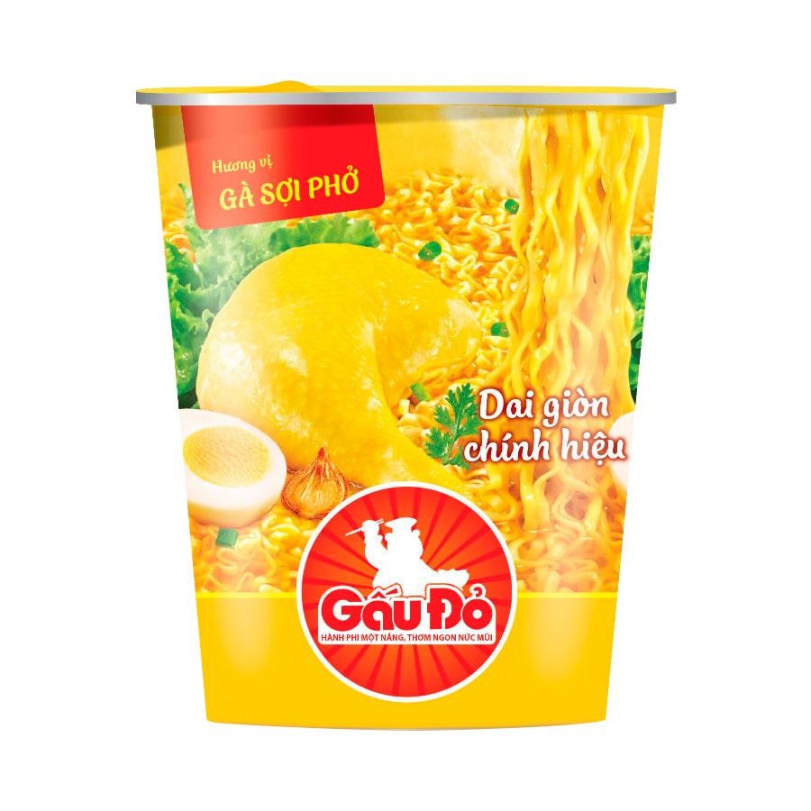 Mì Gấu Đỏ vị gà sợi phở hành phi ly 65g