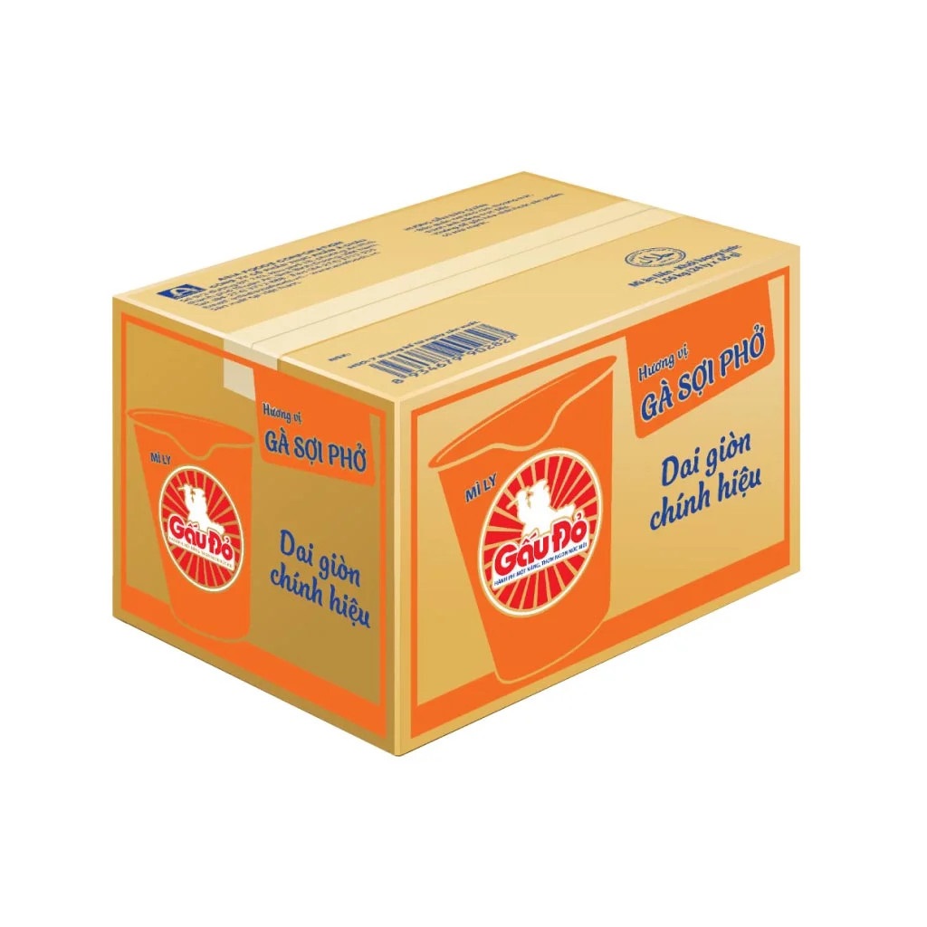 Thùng 24 ly mì Gấu Đỏ gà sợi phở hành phi 65g