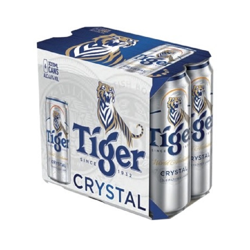 Lốc 6 Lon Bia Tiger Crystal (Tiger Bạc) 330ml