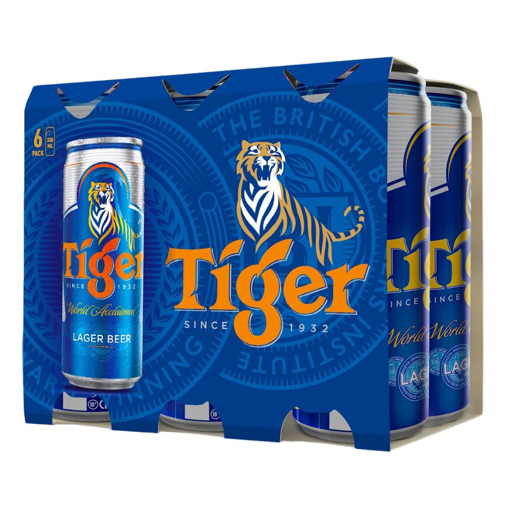 Lốc 6 Lon Bia Tiger Nâu Lon Cao 330ml