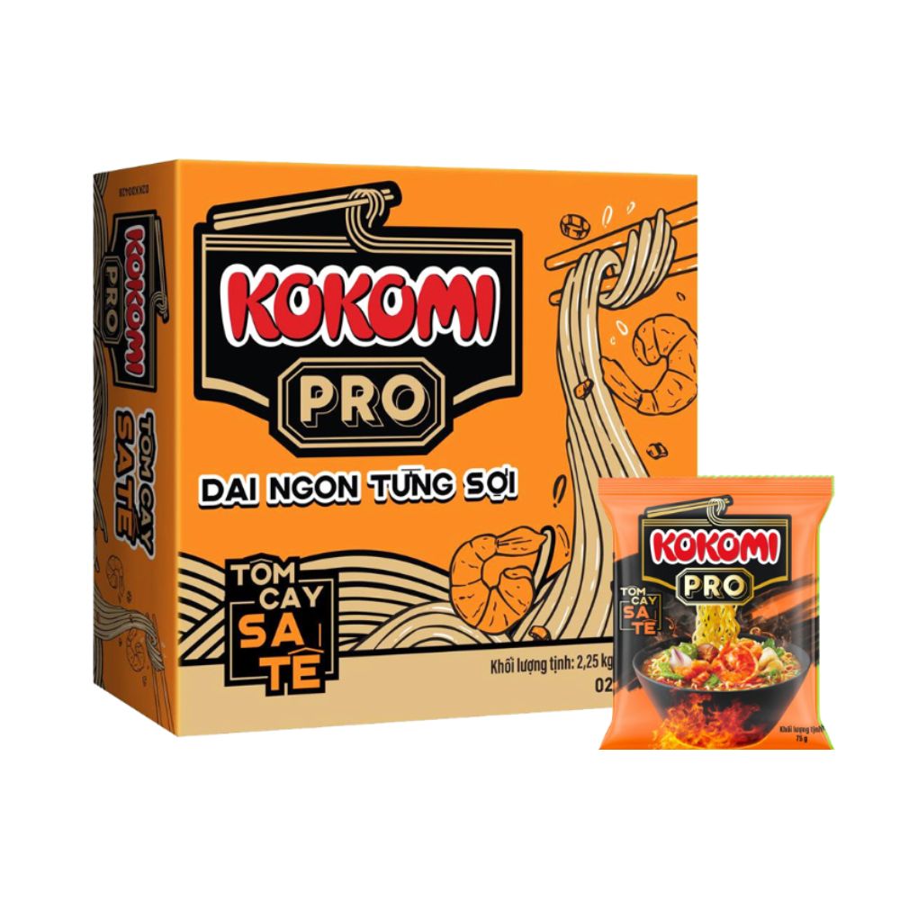 Thùng 30 gói mì Kokomi pro vị tôm sa tế 75g
