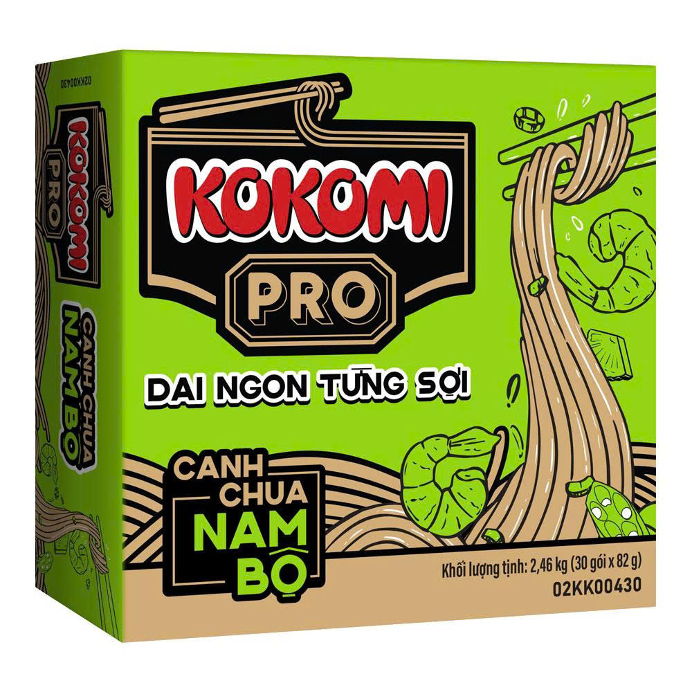 Thùng 30 gói mì Kokomi pro vị canh chua tôm 82g