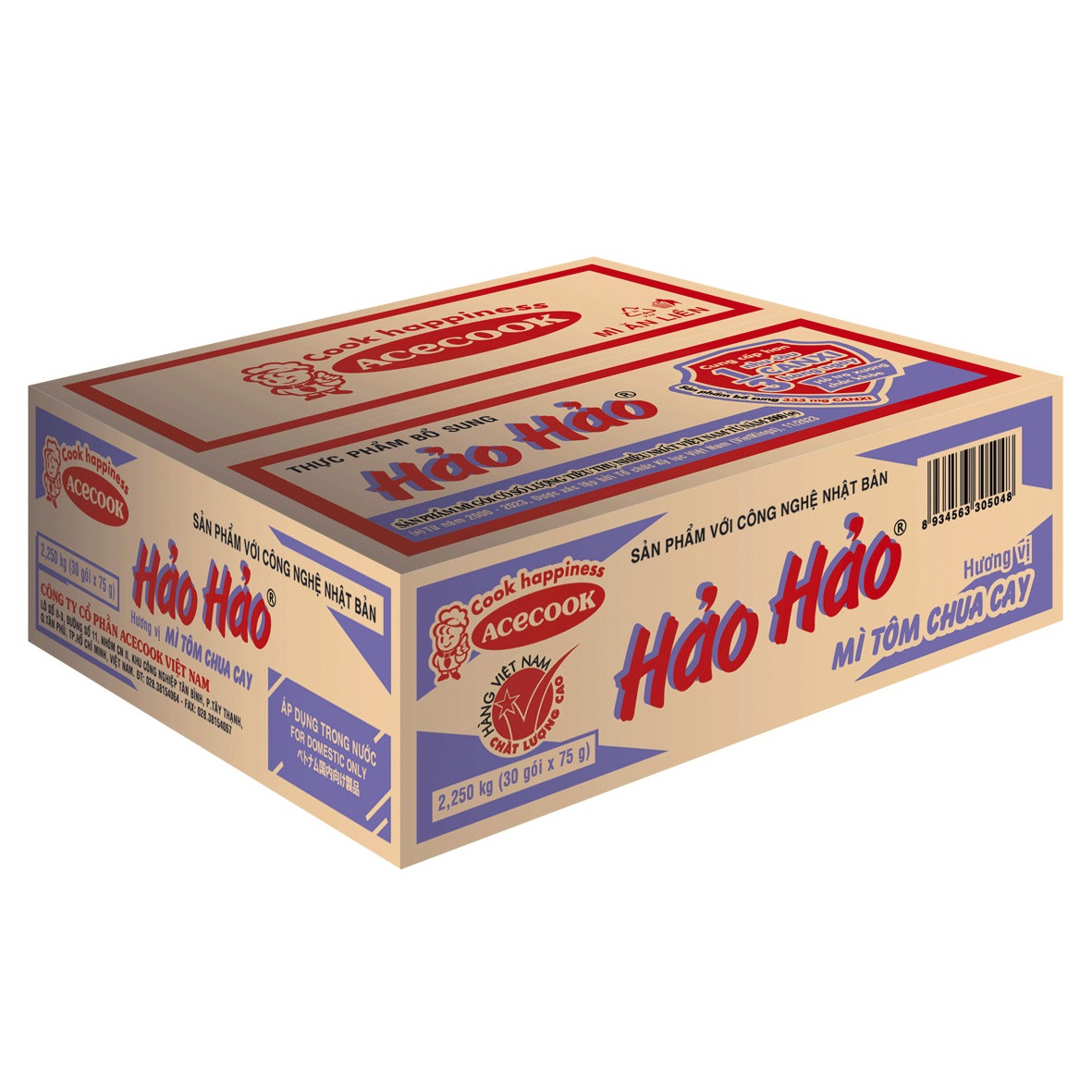 Thùng 30 gói mì Hảo Hảo vị tôm chua cay 75g