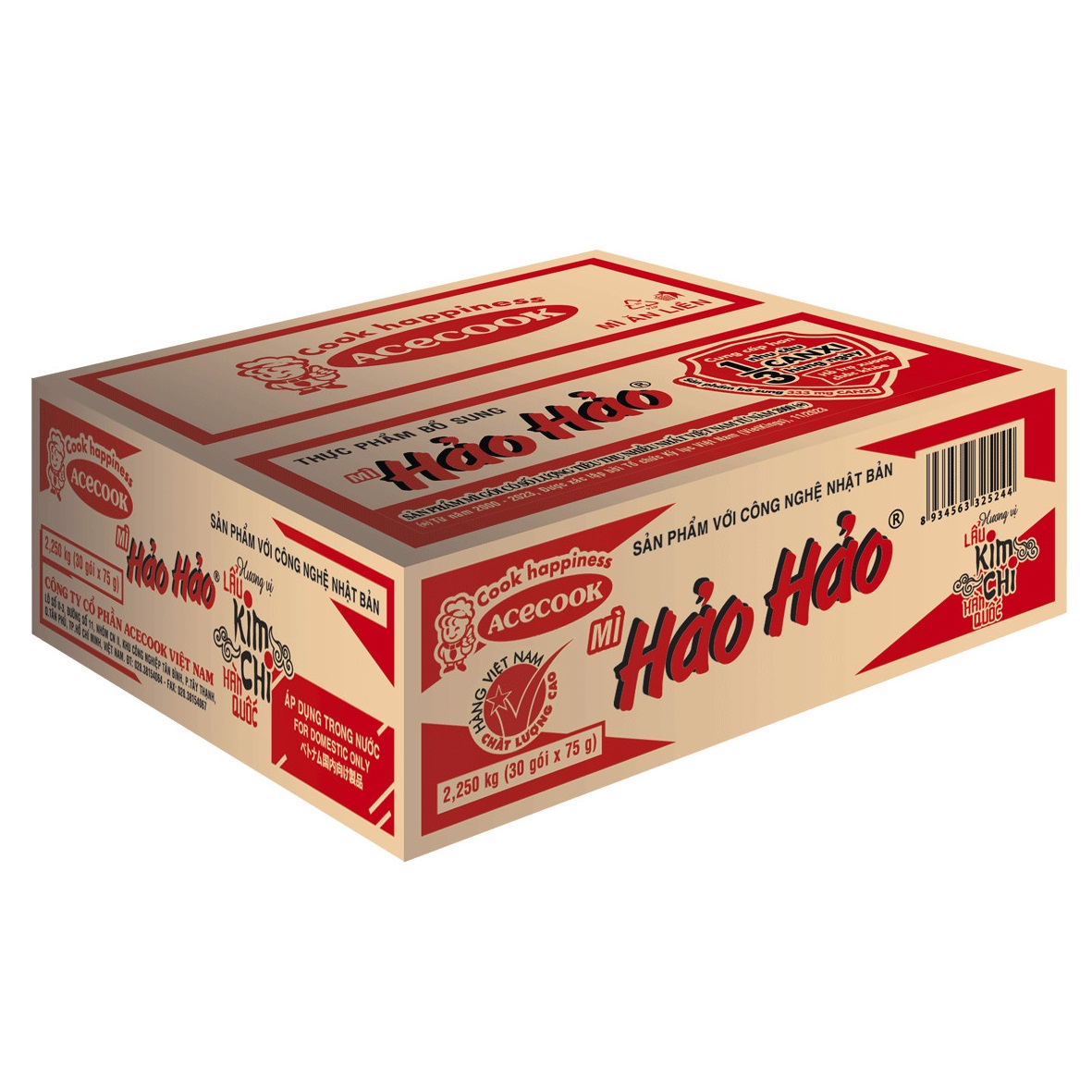 Thùng 30 gói mì Hảo Hảo vị lẩu kim chi Hàn Quốc 75g