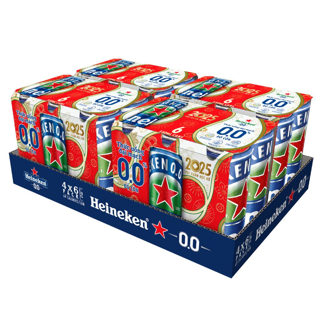 Thùng 24 lon bia Heineken 0.0% độ cồn 330ml
