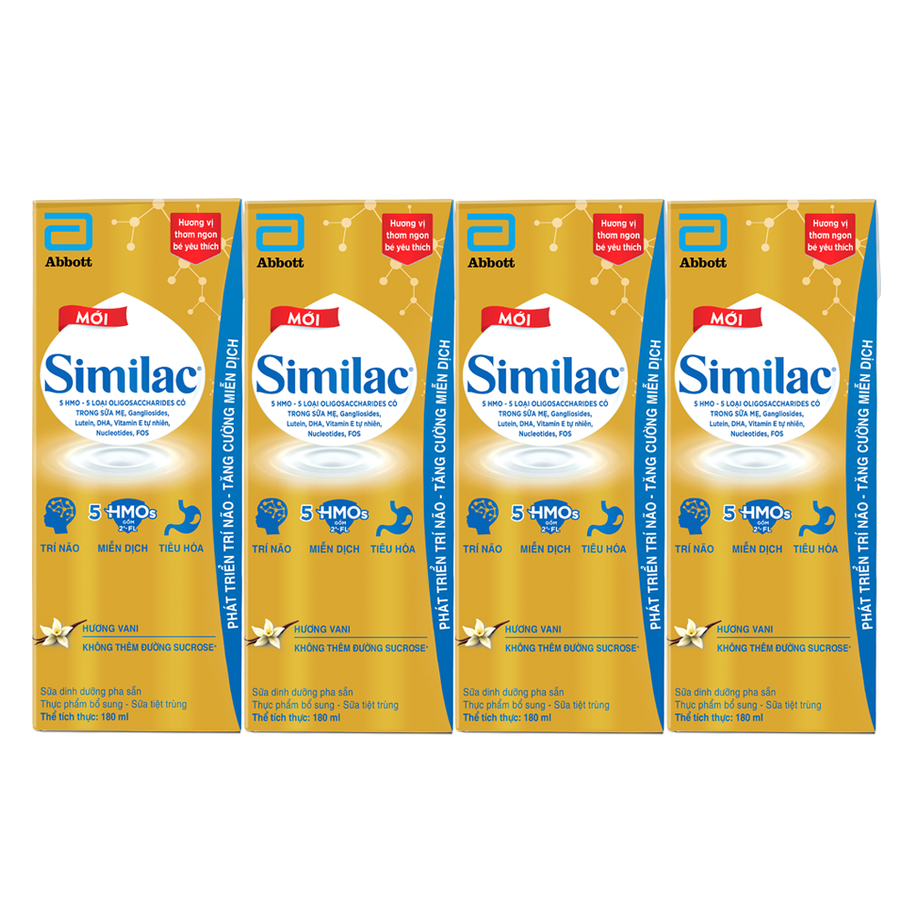 Similav Checks Lốc 4 hộp sữa Similac EyeQ hương Vani 180ml cho trẻ 2-6 tuổi tại AEONESHOP