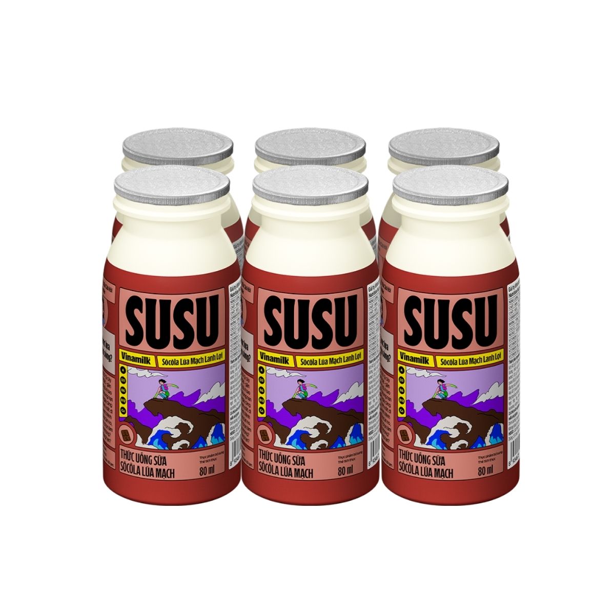 Lốc 6 chai sữa Vinamilk Susu socola lúa mạch IQ 80ml GIÁ TỐT