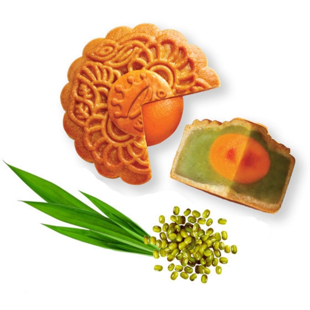 Bánh trung thu nướng Kinh Đô đậu xanh lá dứa 2 trứng 210g