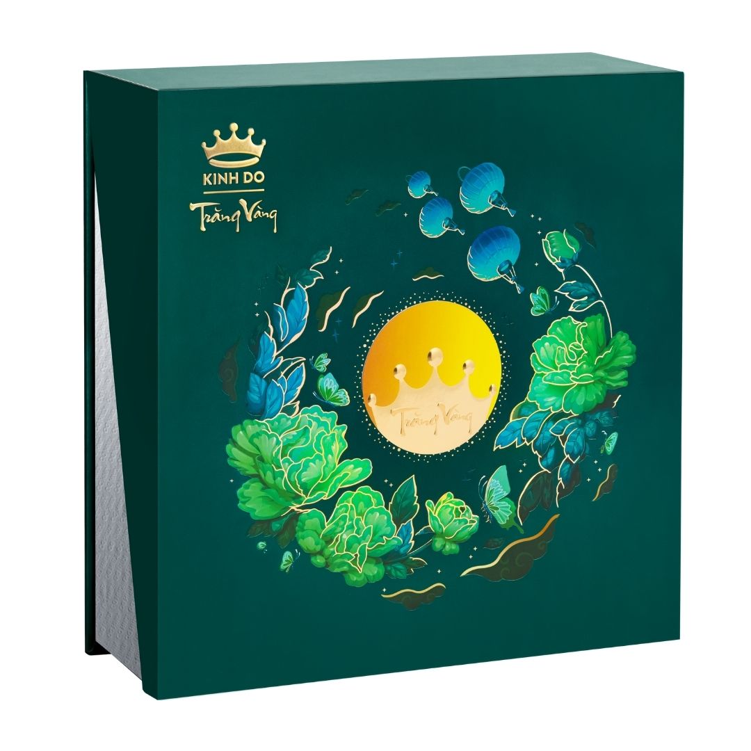 Bánh trung thu Kinh Đô Trăng Vàng Hồng Ngọc An Lành màu xanh hộp 4 cái 160g