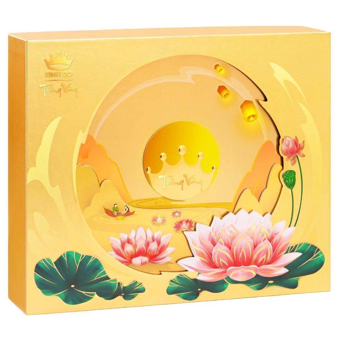 Bánh trung thu Kinh Đô Trăng Vàng Hồng Ngọc An Phú màu vàng hộp 4 cái 160g