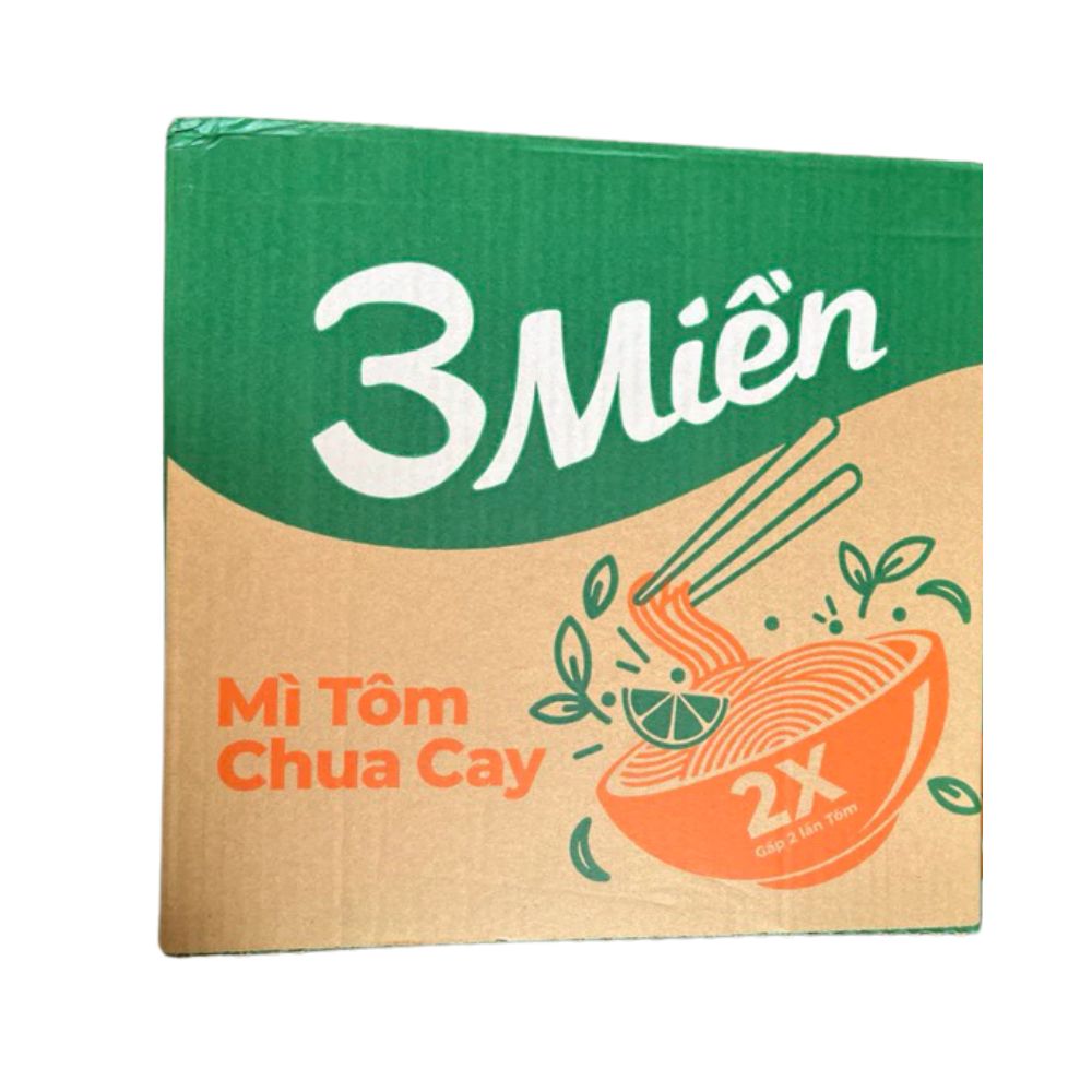 Thùng 30 gói mì 3 Miền vị tôm chua cay 65g